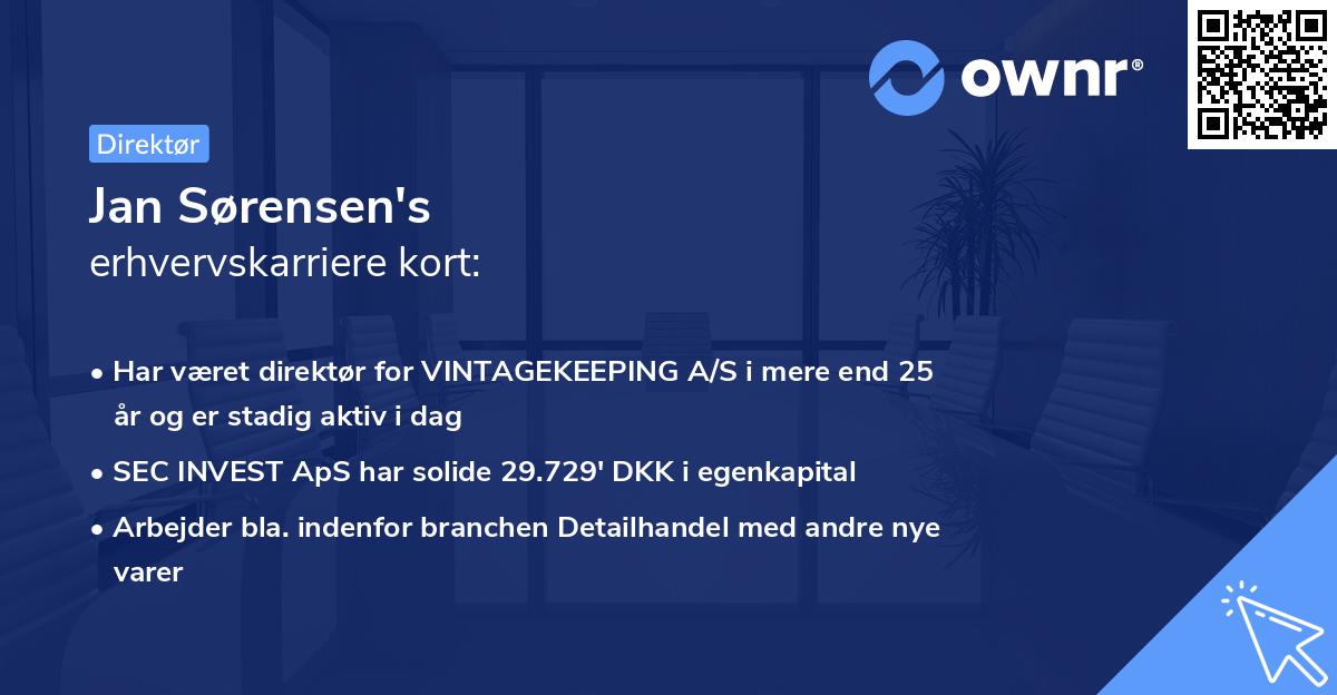 Jan Sørensen's erhvervskarriere kort