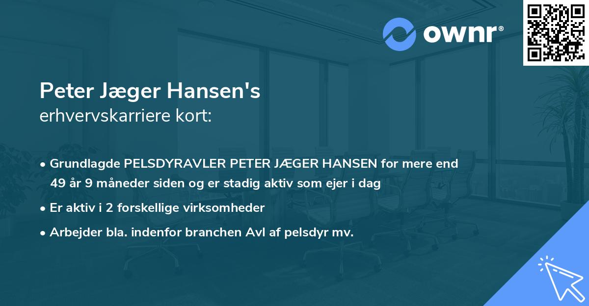 Peter Jæger Hansen's erhvervskarriere kort