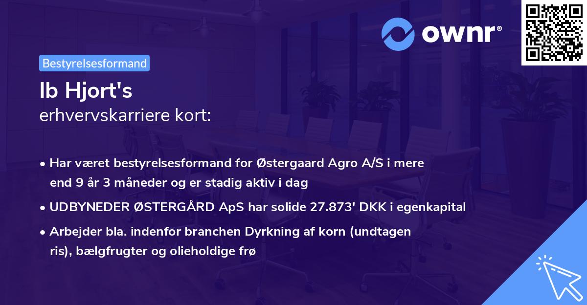 Ib Hjort's erhvervskarriere kort
