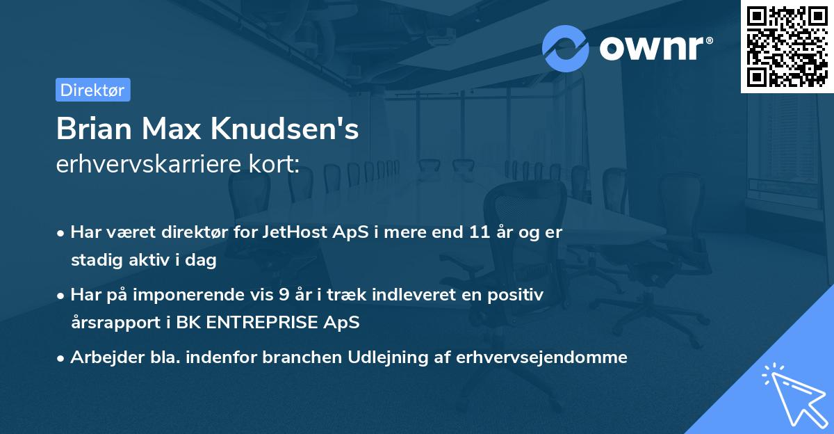Brian Max Knudsen's erhvervskarriere kort