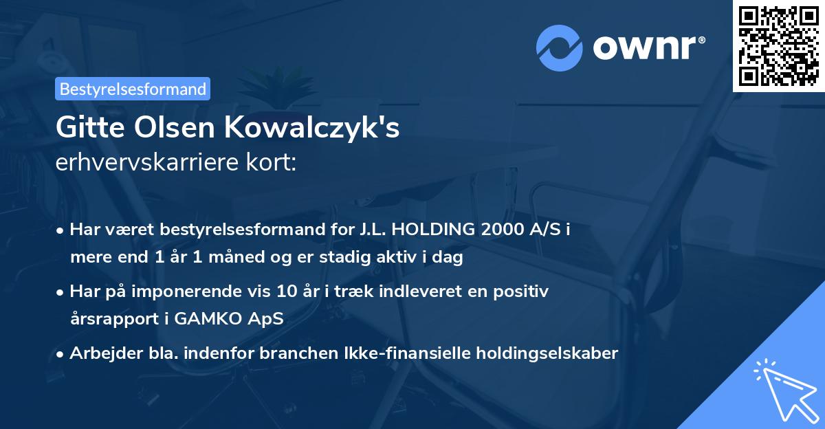 Gitte Olsen Kowalczyk's erhvervskarriere kort