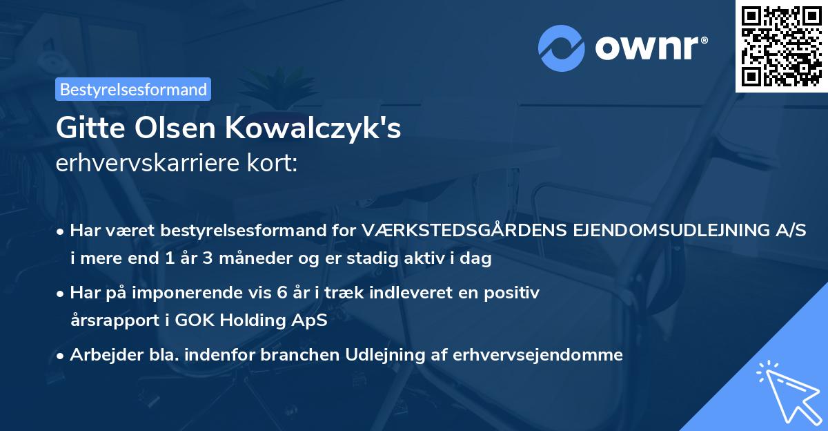 Gitte Olsen Kowalczyk's erhvervskarriere kort