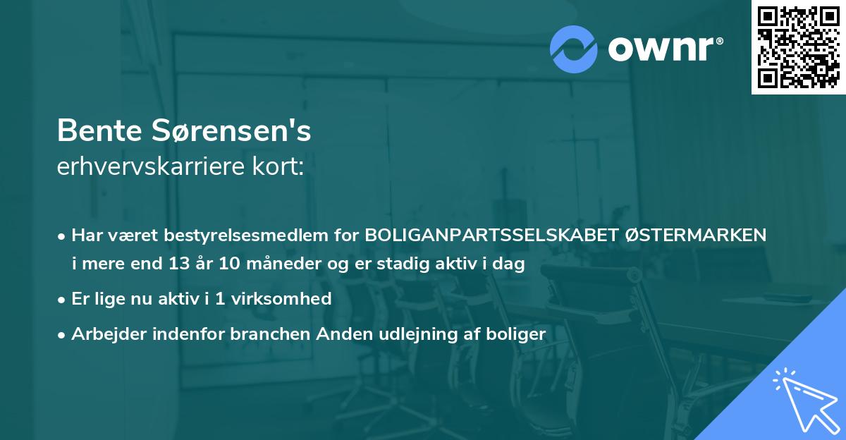 Bente Sørensen's erhvervskarriere kort