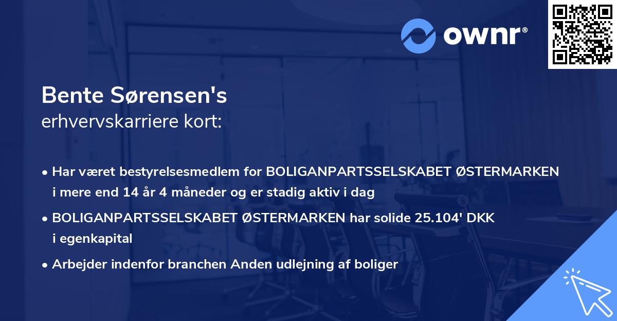 Bente Sørensen's erhvervskarriere kort