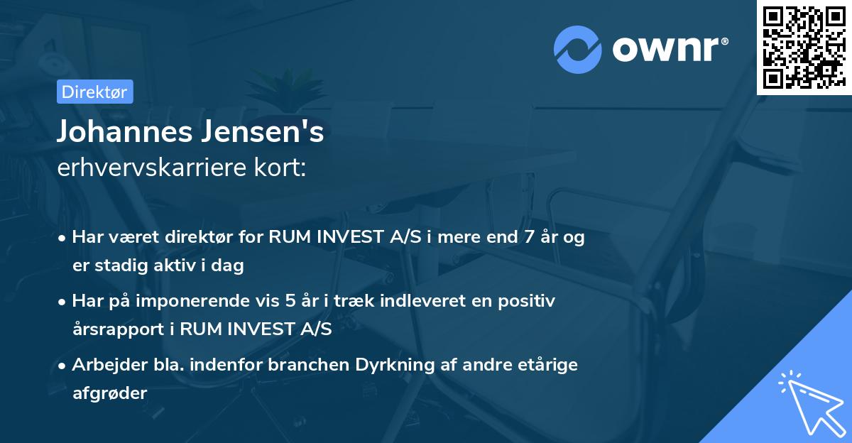 Johannes Jensen's erhvervskarriere kort