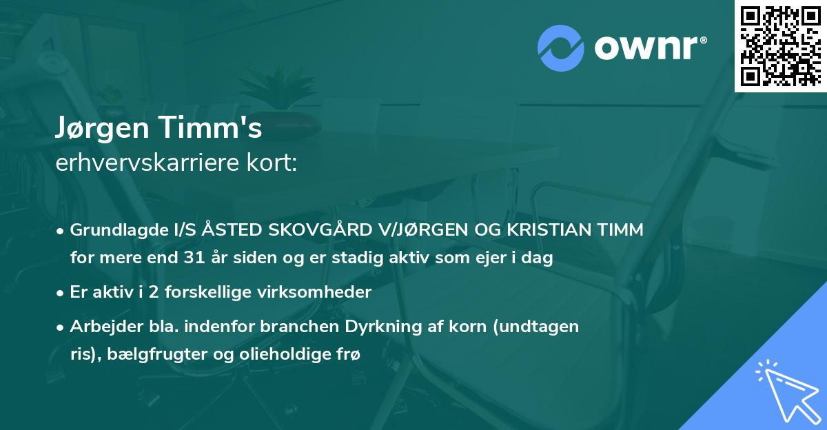 Jørgen Timm's erhvervskarriere kort