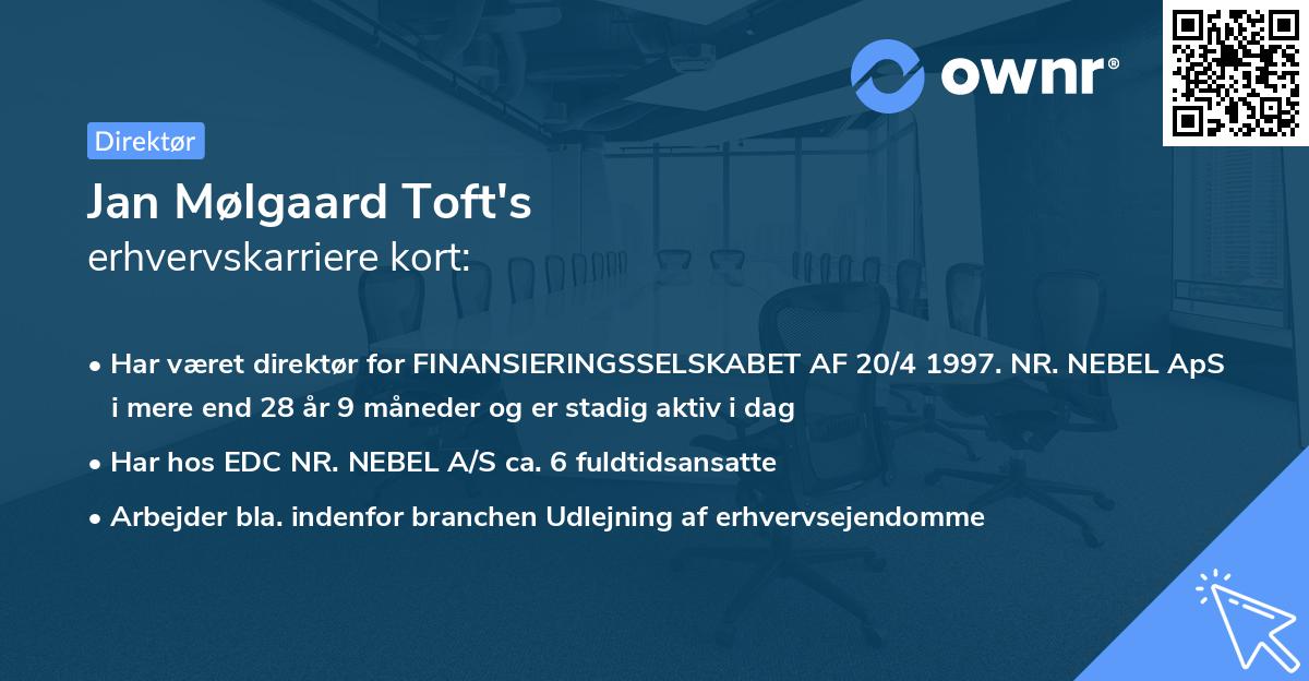 Jan Mølgaard Toft's erhvervskarriere kort