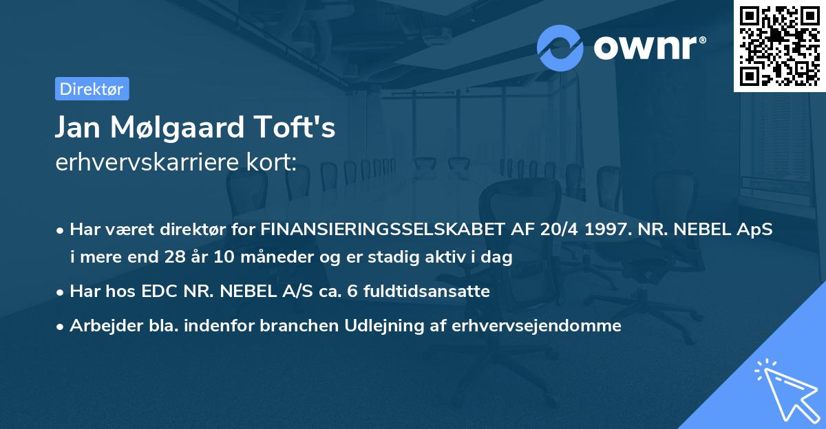 Jan Mølgaard Toft's erhvervskarriere kort