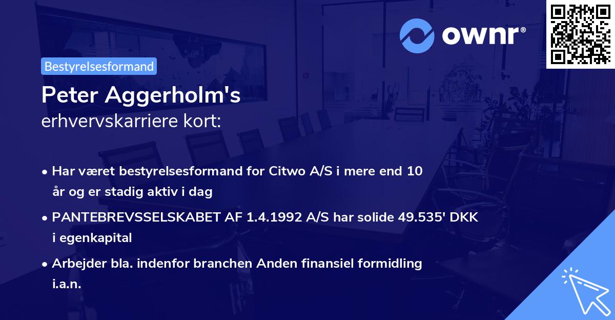 Peter Aggerholm's erhvervskarriere kort