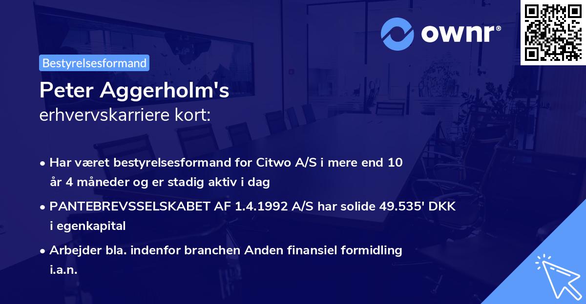 Peter Aggerholm's erhvervskarriere kort