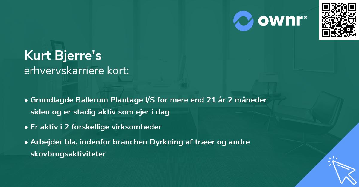 Kurt Bjerre's erhvervskarriere kort