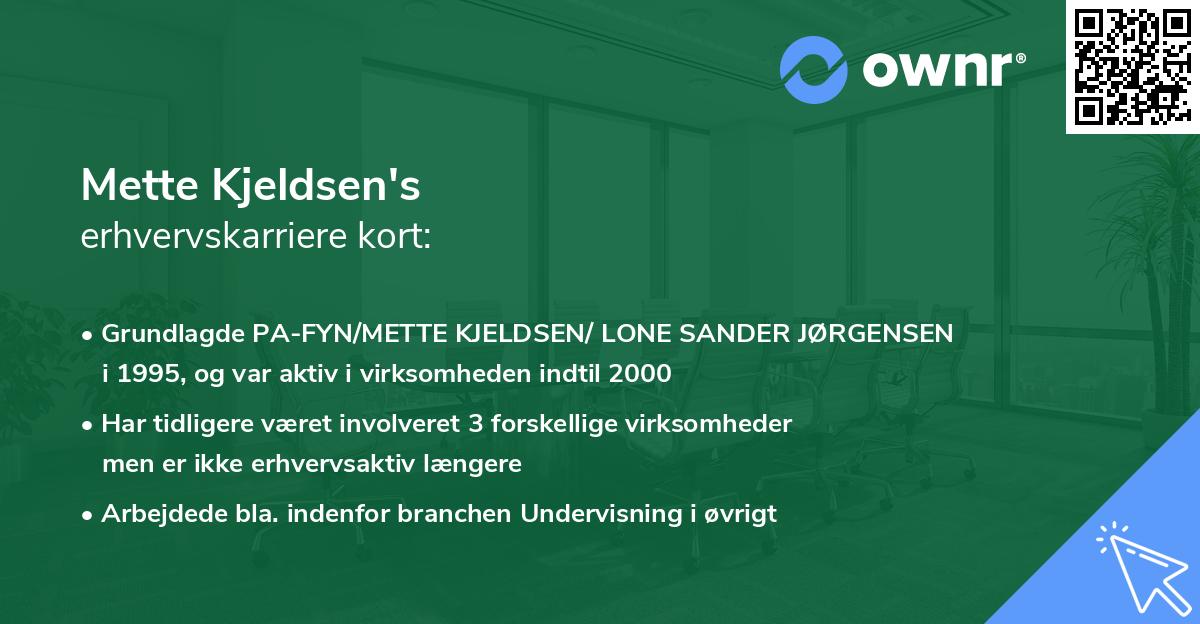 Mette Kjeldsen's erhvervskarriere kort