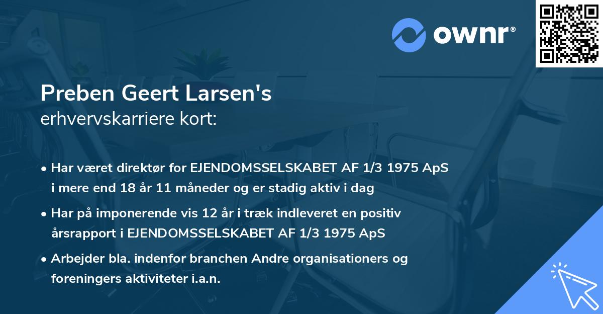 Preben Geert Larsen's erhvervskarriere kort