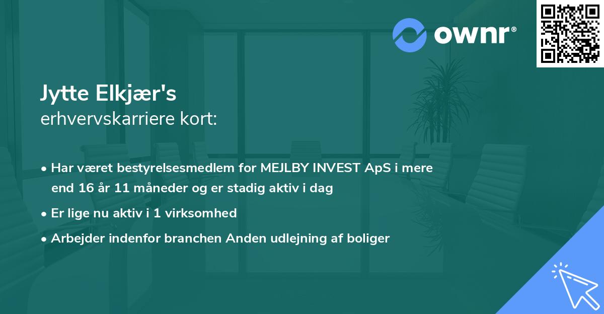 Jytte Elkjær's erhvervskarriere kort