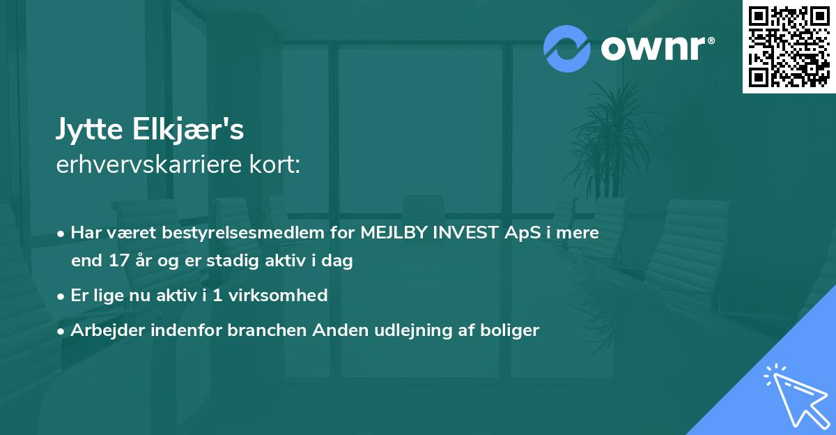 Jytte Elkjær's erhvervskarriere kort