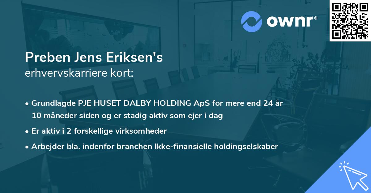 Preben Jens Eriksen's erhvervskarriere kort