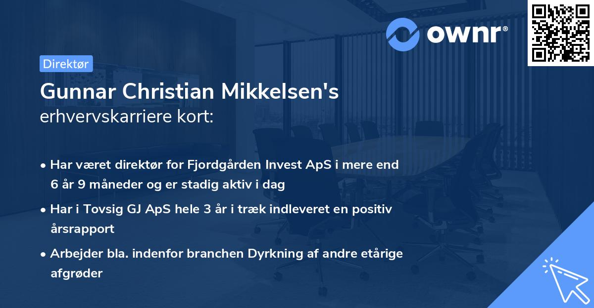 Gunnar Christian Mikkelsen's erhvervskarriere kort