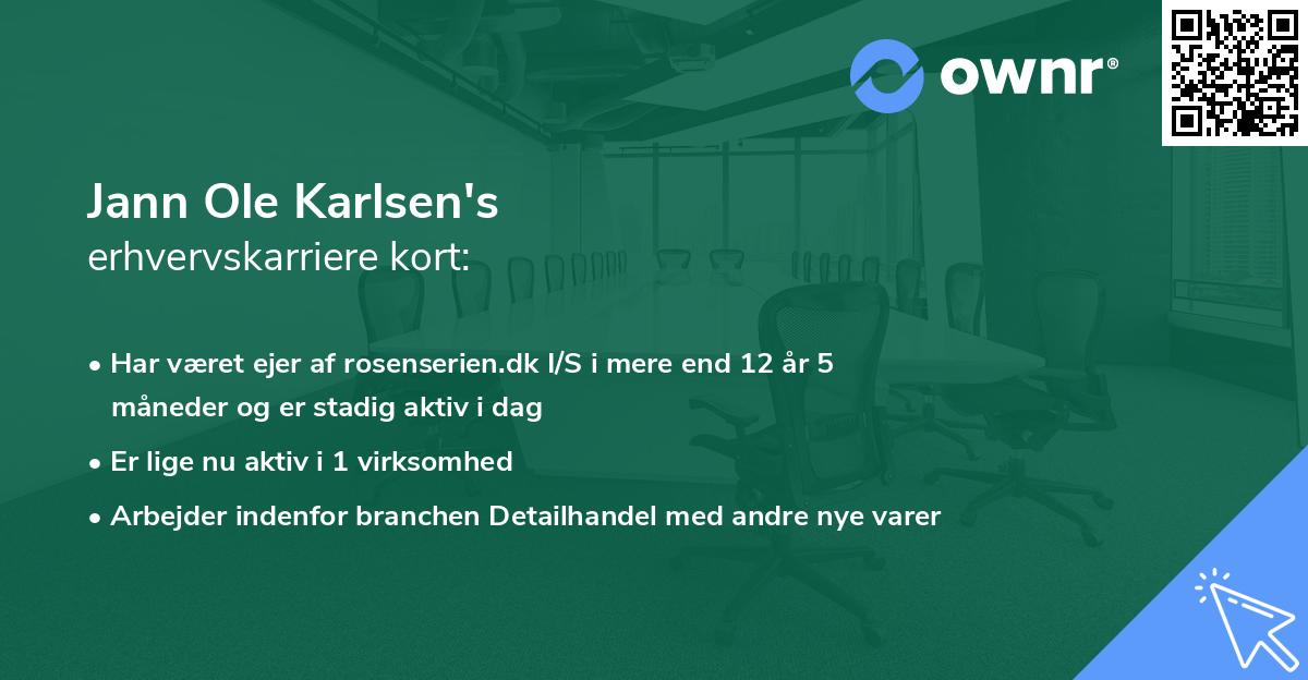 Jann Ole Karlsen's erhvervskarriere kort