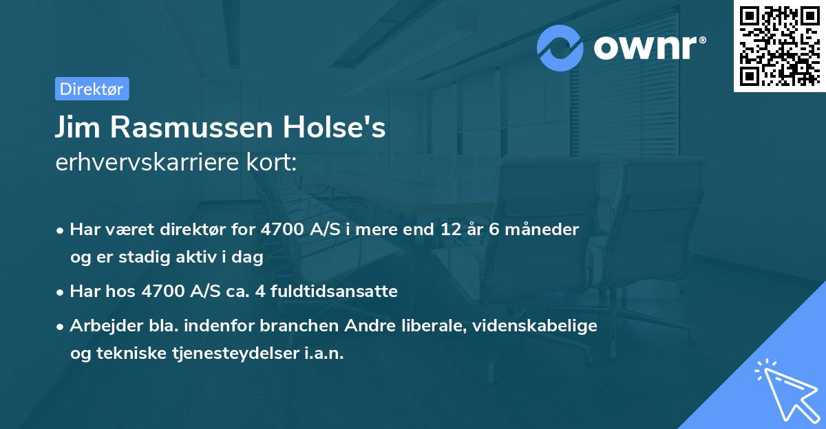 Jim Rasmussen Holse's erhvervskarriere kort
