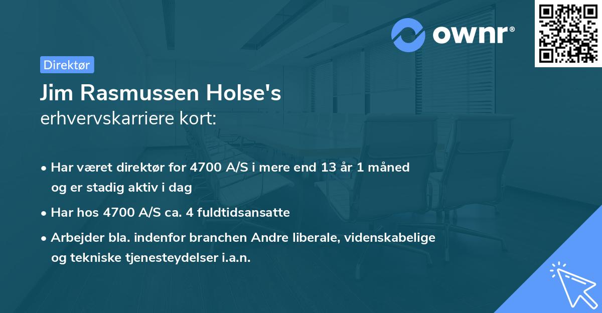 Jim Rasmussen Holse's erhvervskarriere kort