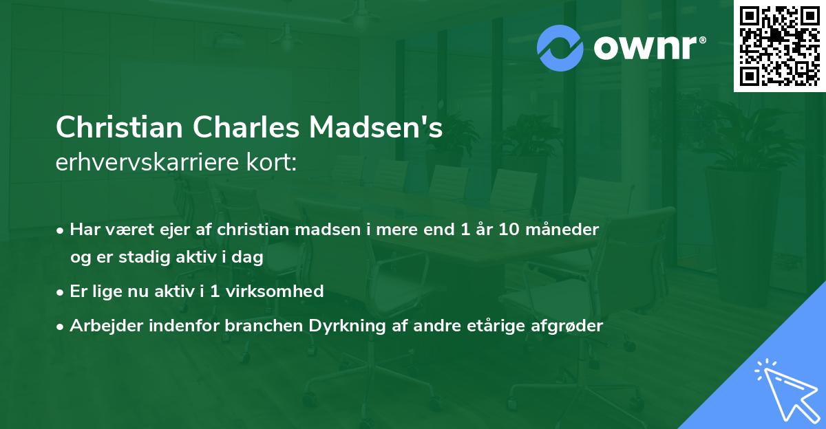 Christian Charles Madsen's erhvervskarriere kort