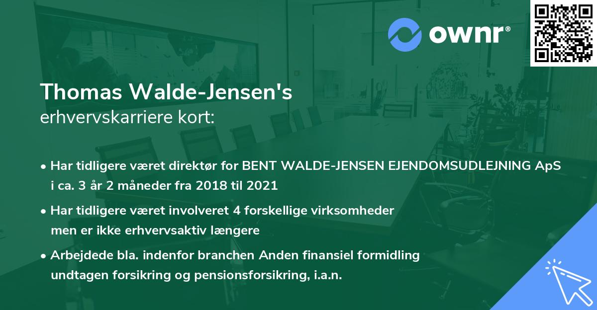 Thomas Walde-Jensen's erhvervskarriere kort
