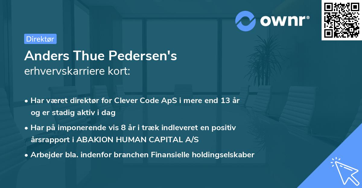 Anders Thue Pedersen's erhvervskarriere kort