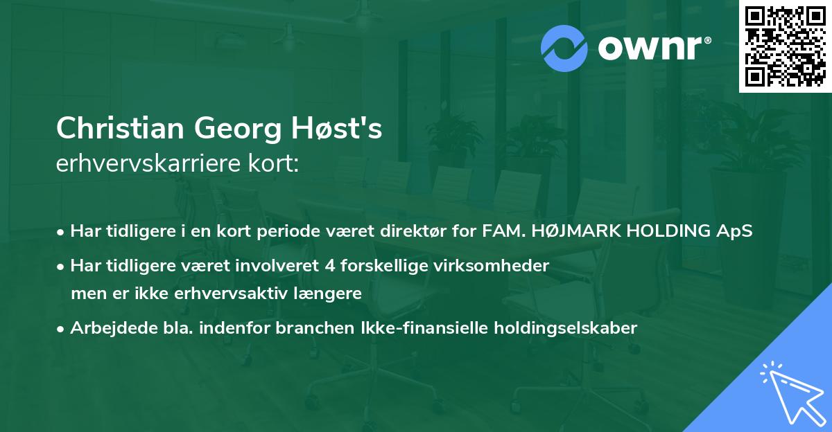 Christian Georg Høst's erhvervskarriere kort