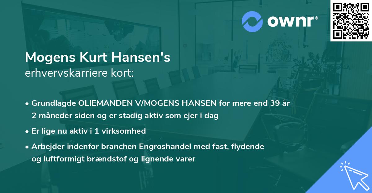 Mogens Kurt Hansen's erhvervskarriere kort