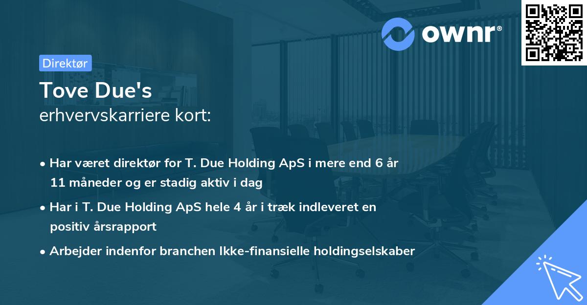 Tove Due's erhvervskarriere kort