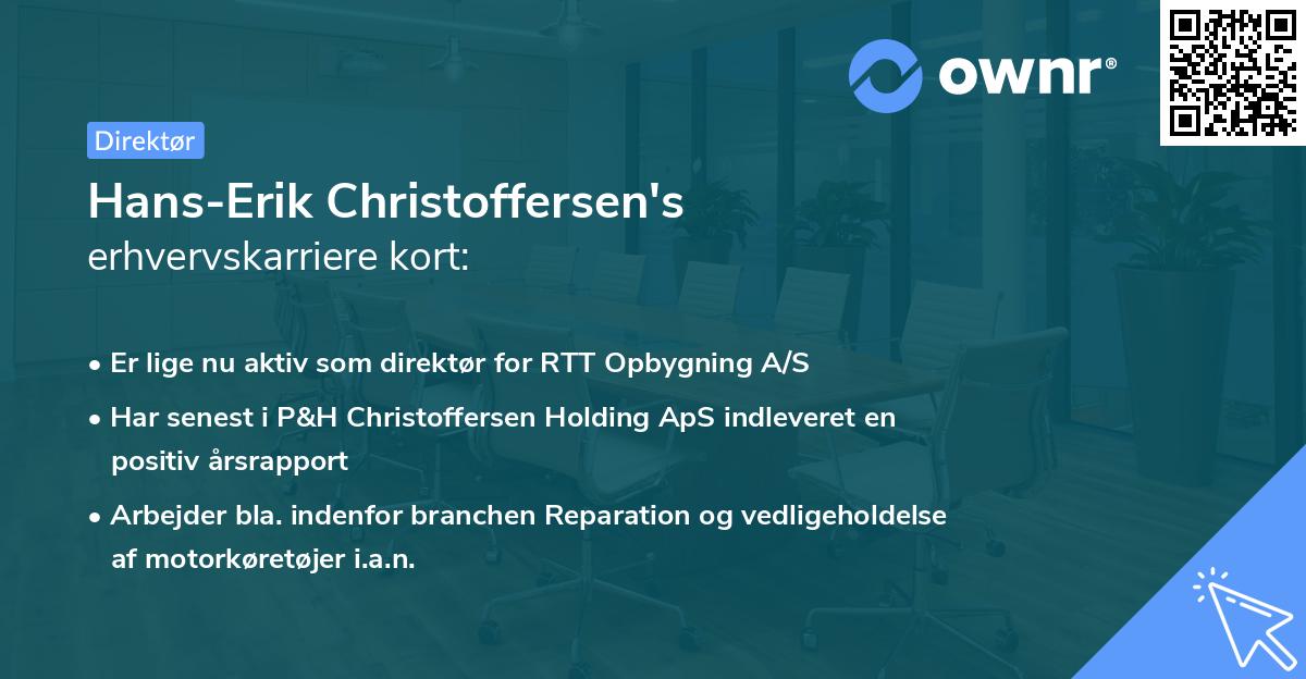 Hans-Erik Christoffersen's erhvervskarriere kort