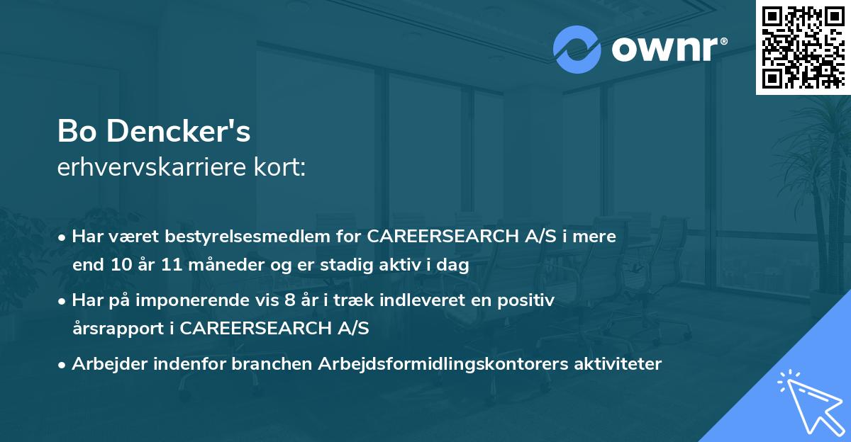 Bo Dencker's erhvervskarriere kort