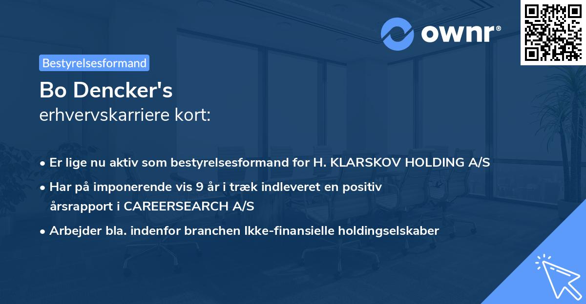 Bo Dencker's erhvervskarriere kort