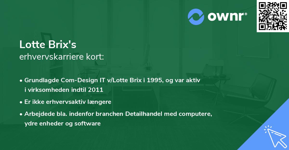 Lotte Brix's erhvervskarriere kort