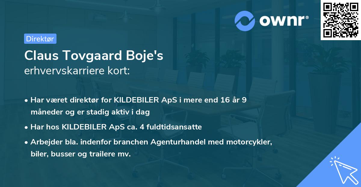 Claus Tovgaard Boje's erhvervskarriere kort