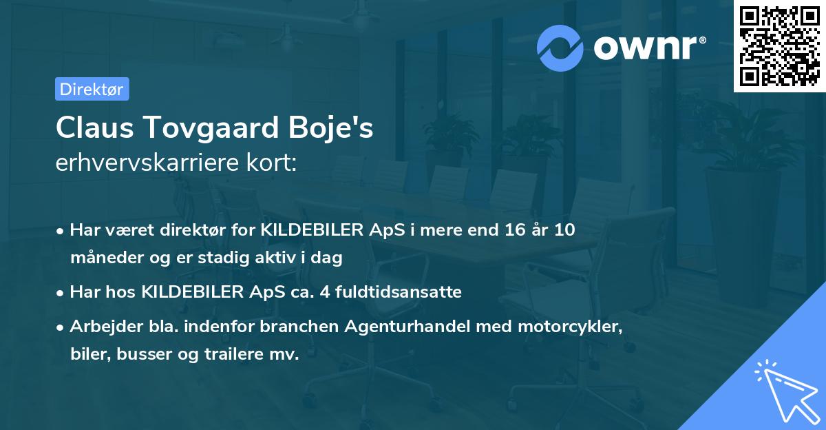 Claus Tovgaard Boje's erhvervskarriere kort