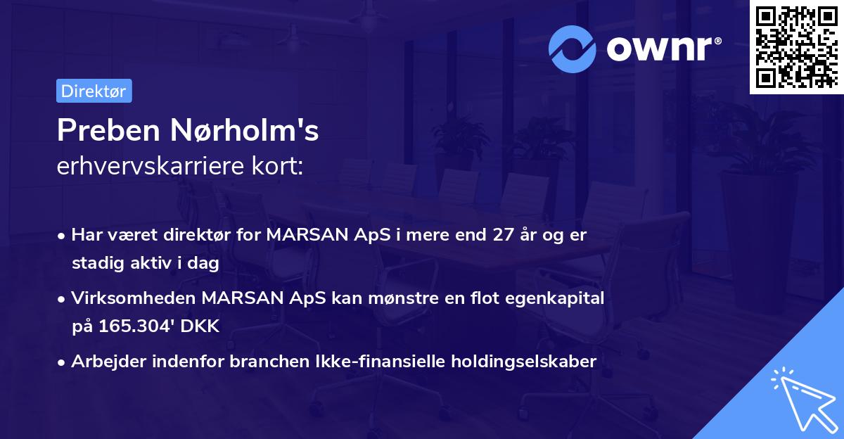 Preben Nørholm's erhvervskarriere kort