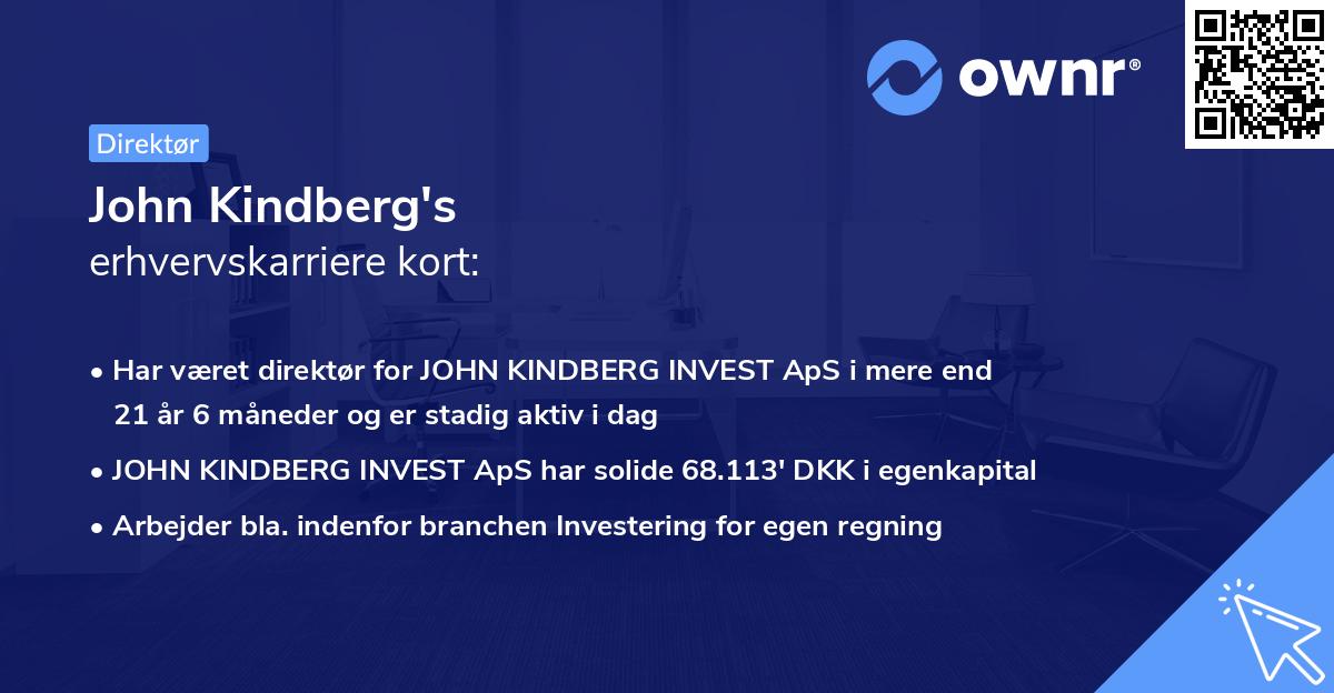 John Kindberg's erhvervskarriere kort
