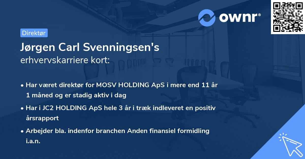 Jørgen Carl Svenningsen's erhvervskarriere kort