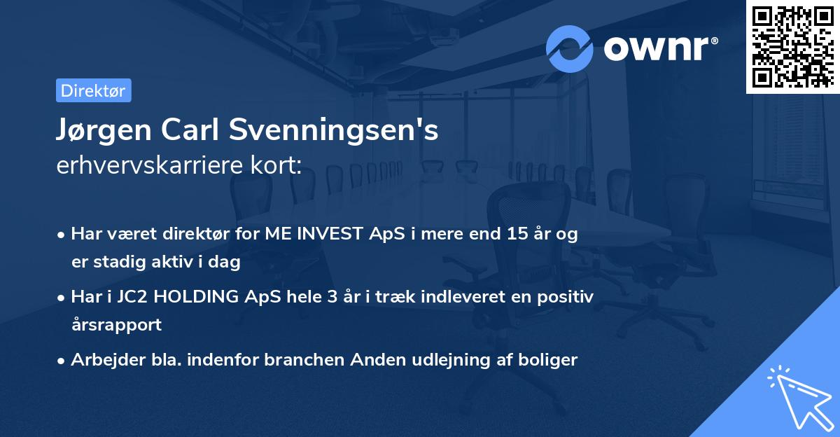 Jørgen Carl Svenningsen's erhvervskarriere kort