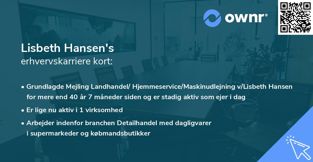 Lisbeth Hansen's erhvervskarriere kort