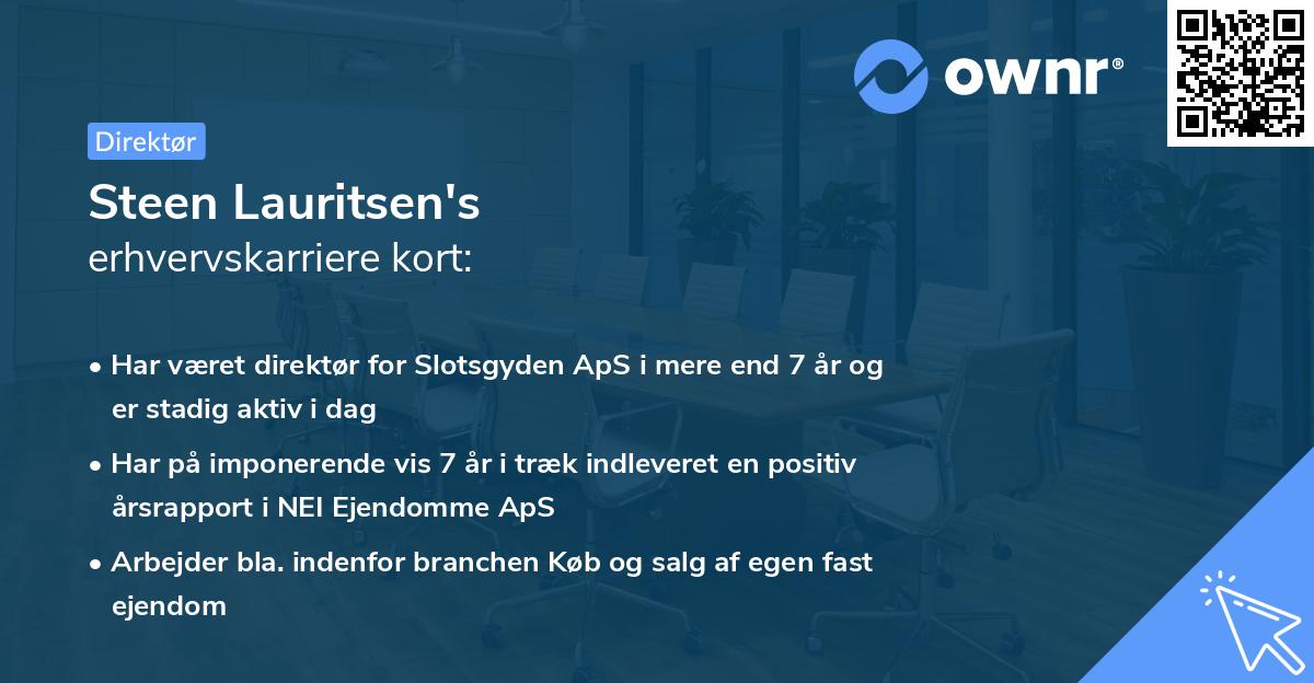 Steen Lauritsen's erhvervskarriere kort