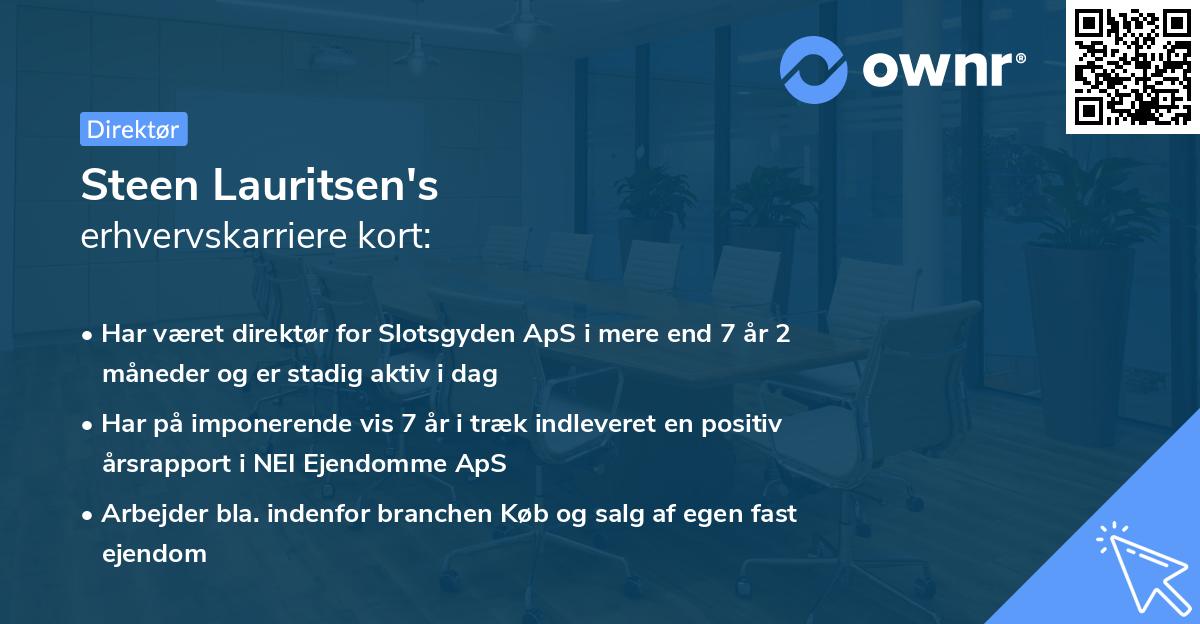 Steen Lauritsen's erhvervskarriere kort