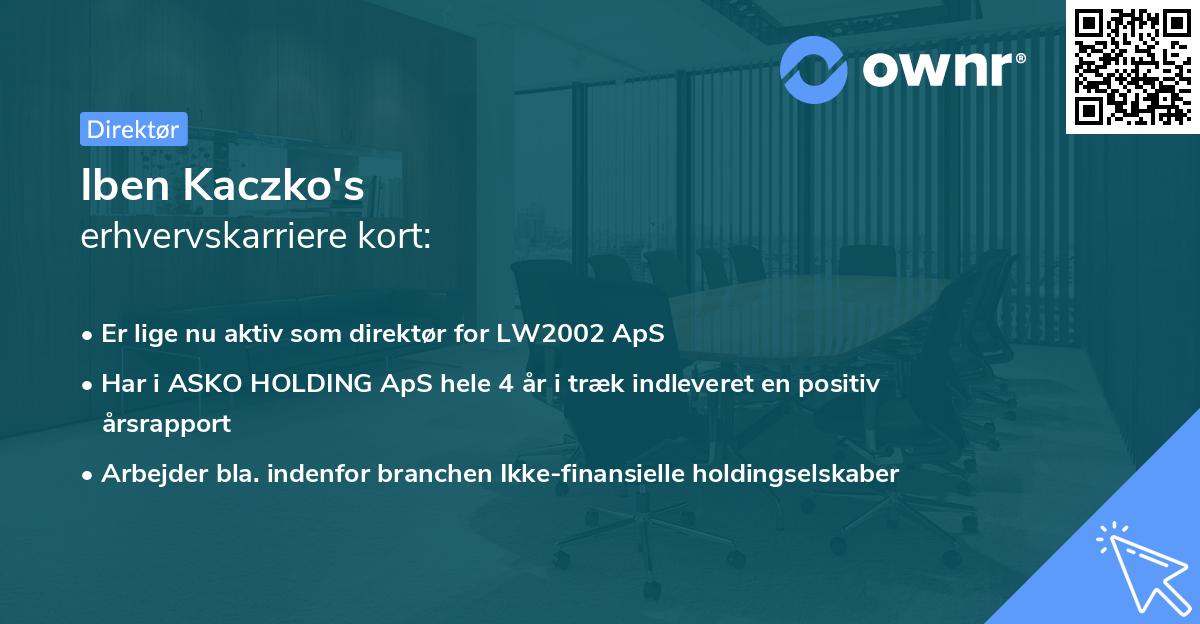 Iben Kaczko's erhvervskarriere kort
