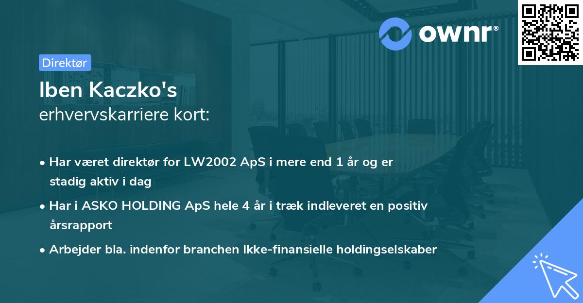 Iben Kaczko's erhvervskarriere kort