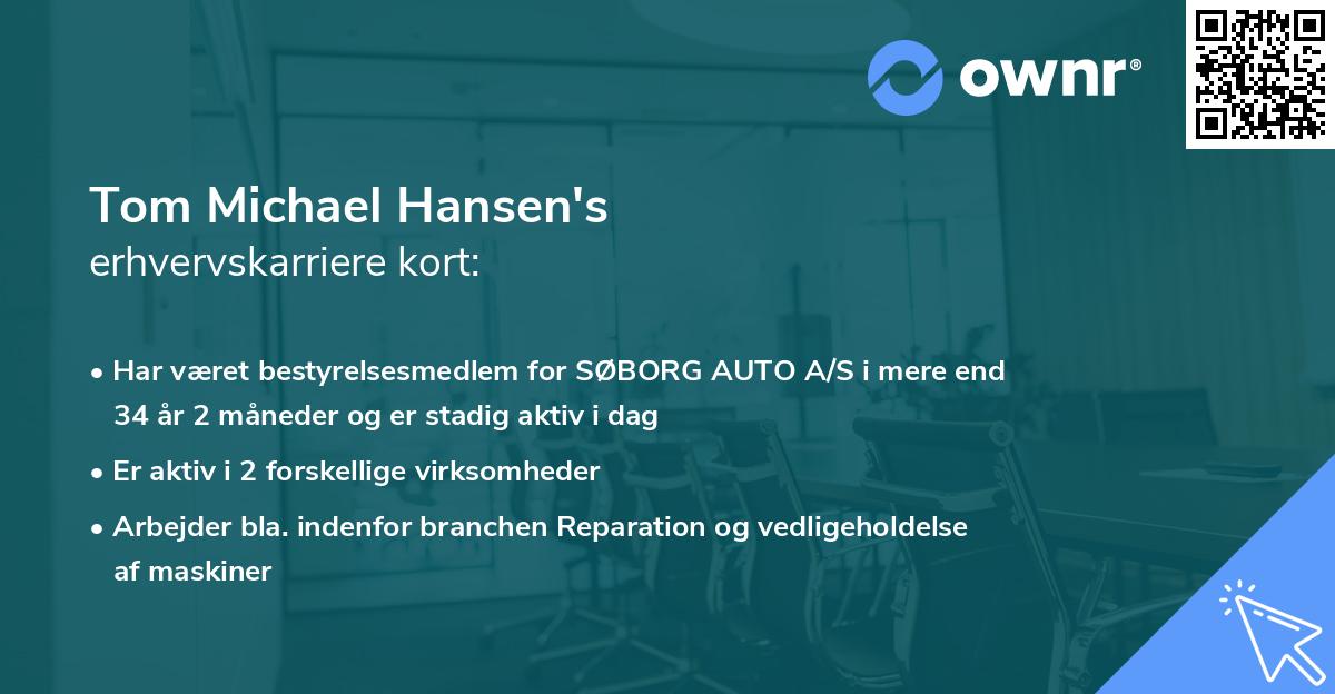 Tom Michael Hansen's erhvervskarriere kort