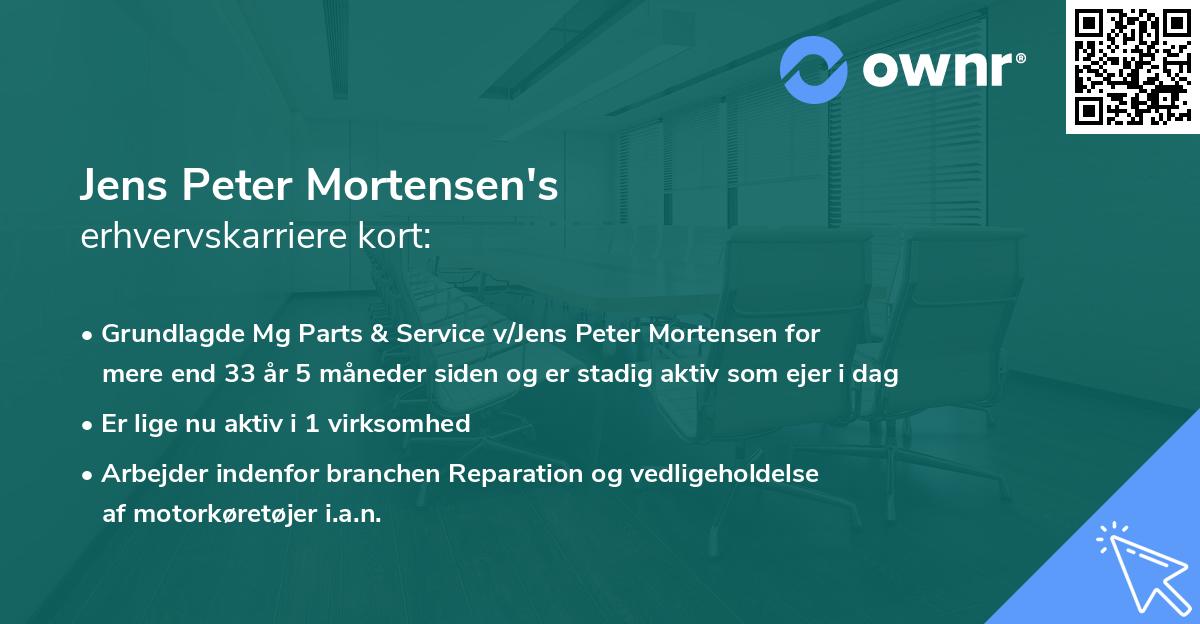 Jens Peter Mortensen's erhvervskarriere kort