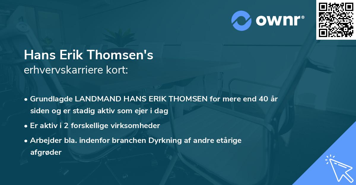 Hans Erik Thomsen's erhvervskarriere kort