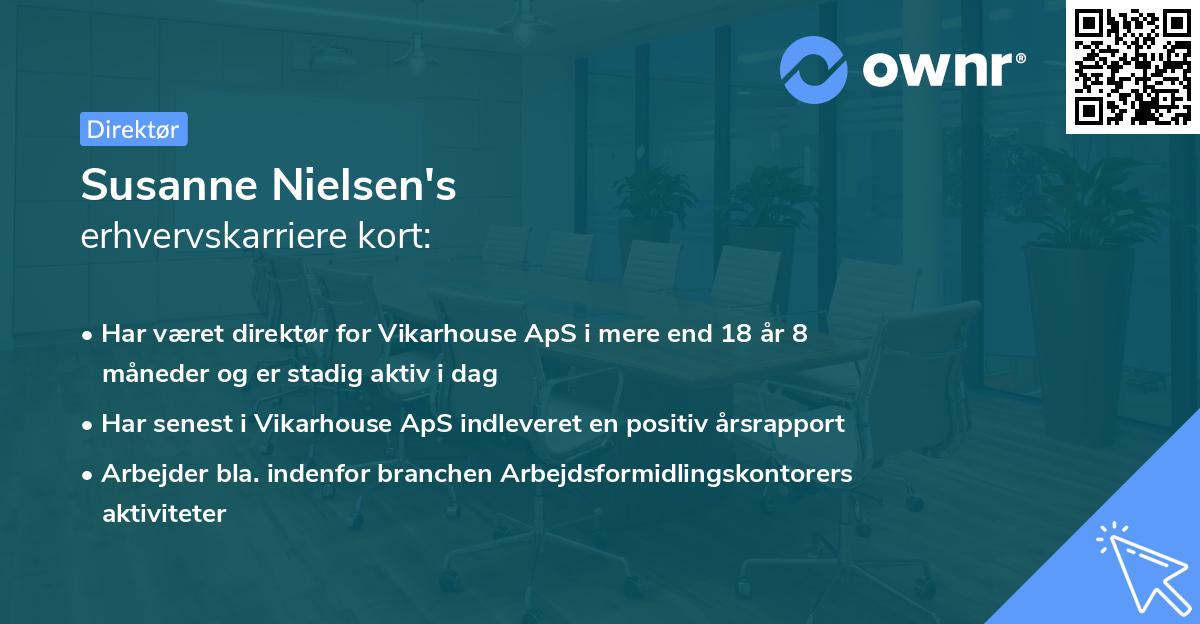 Susanne Nielsen's erhvervskarriere kort
