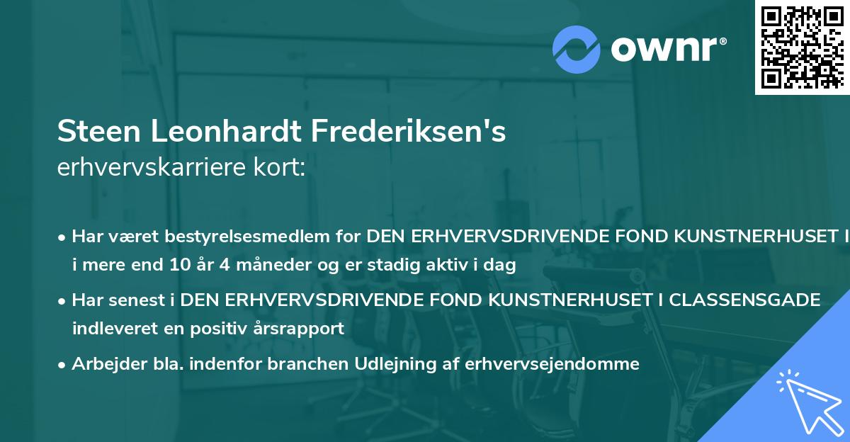 Steen Leonhardt Frederiksen's erhvervskarriere kort